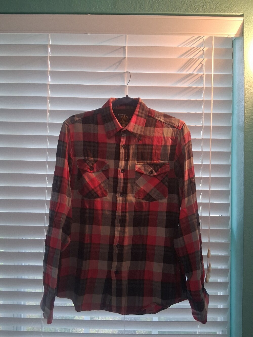 Fishbone Men's Red & Black Plaid Casual Button-Down Shirt